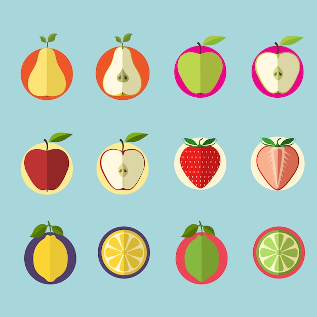 Free Vector fruits icon set