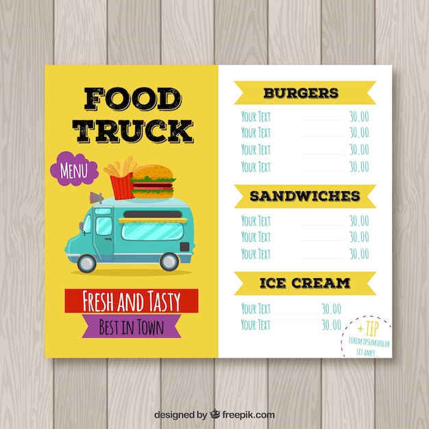 Free Vector fun burger food truck menu