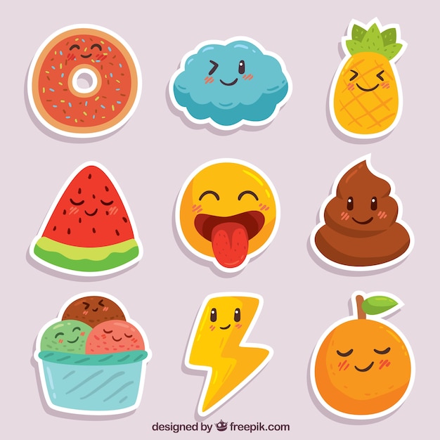 Free Vector fun pack of smiley stickers