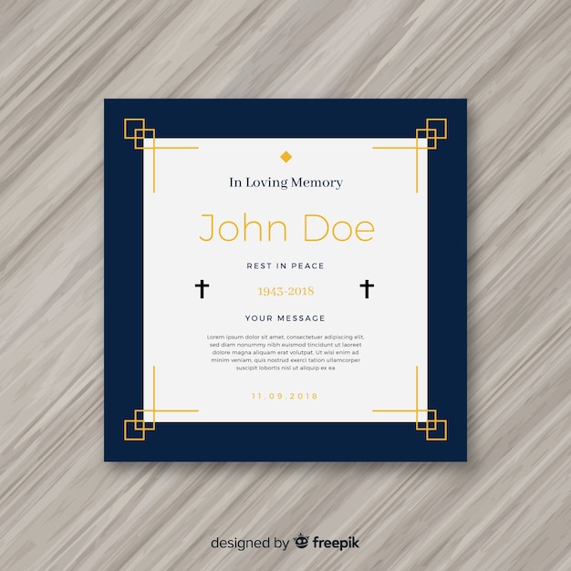 Free vector funeral card template