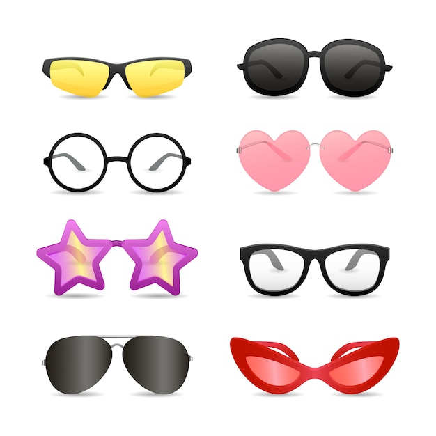 Free vector funny glasses of different shapes