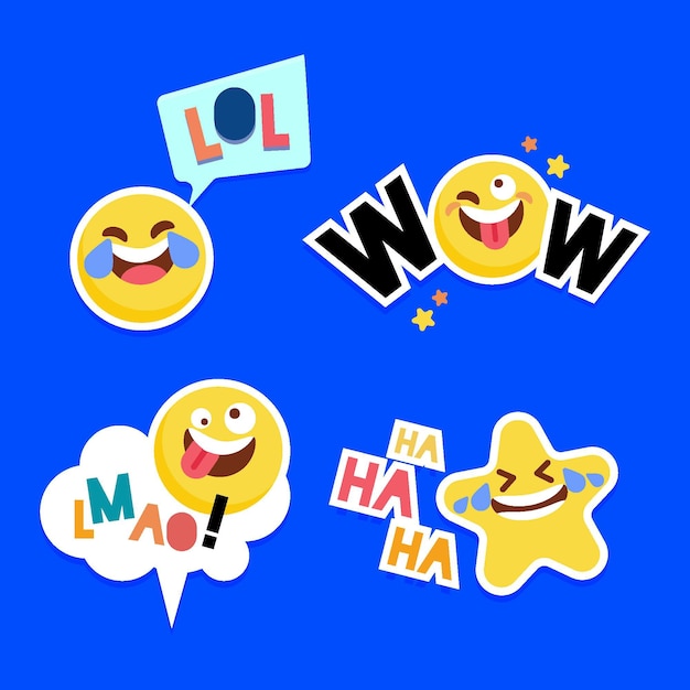 Free vector funny lol stickers concept