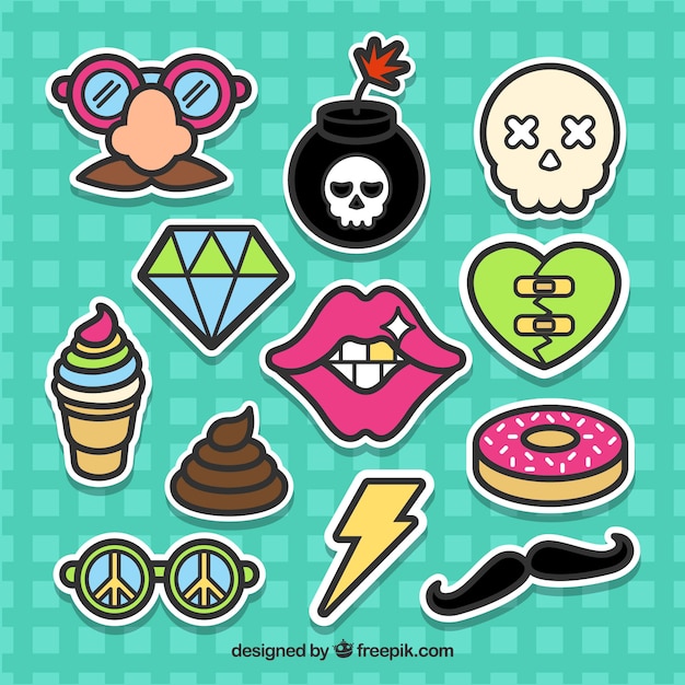 Free vector funny stickers with original style