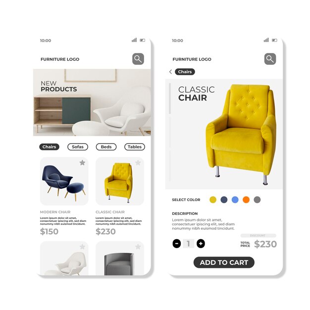 Furniture shopping app template