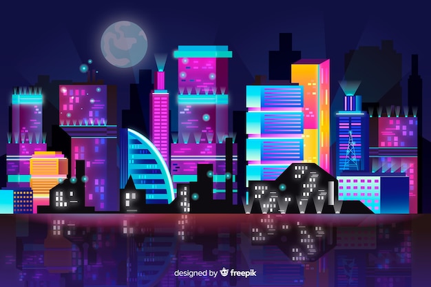 Free Vector futuristic city skyline background