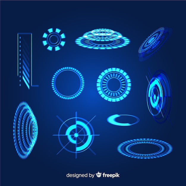 Free Vector futuristic hologram infographic element collection