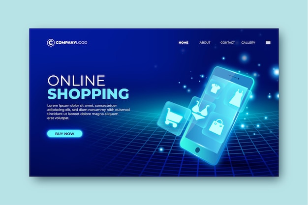 Free vector futuristic shopping online landing page