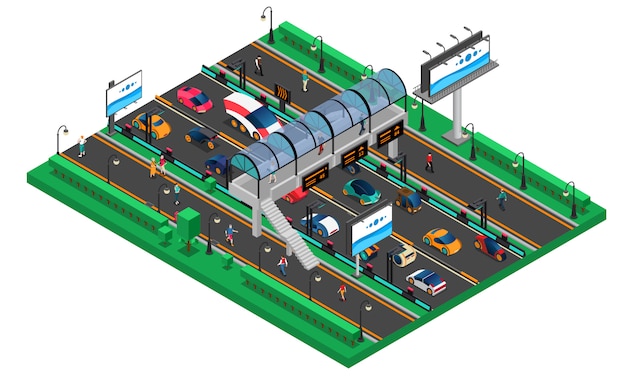 Free Vector futuristic transport isometric template