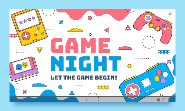 Free vector game night  youtube thumbnail