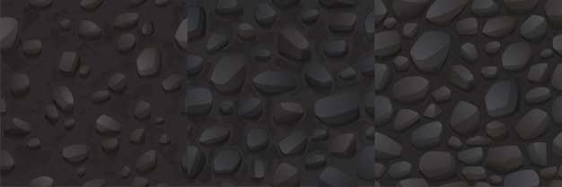 Free vector game seamless patterns with stone and rock texture