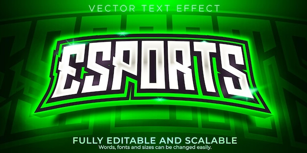 Free Vector gamer text effect, editable esport and neon text style