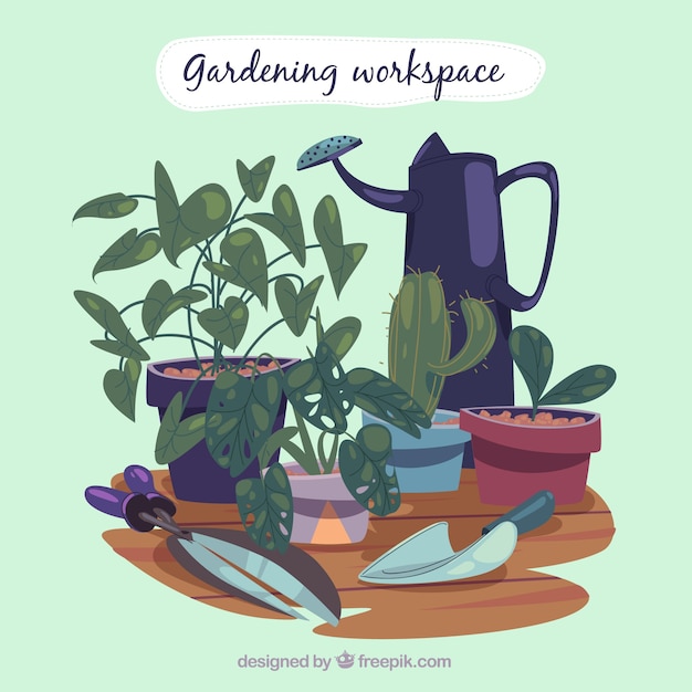 Free vector gardening workspace background