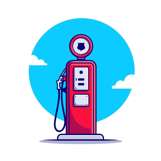 Free vector gas station cartoon icon illustration.