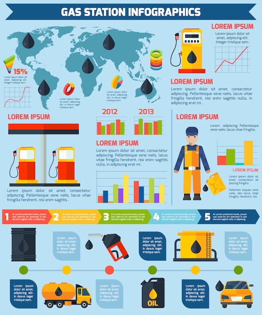 Free vector gas station worldwide infographic layout poster