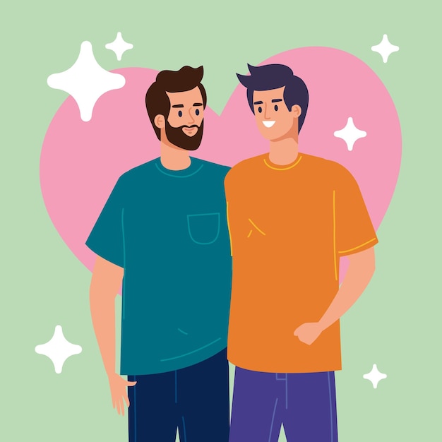 Free Vector gays couple lovers hugging