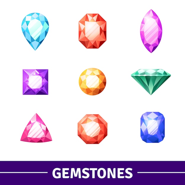 Free Vector gemstones icons set