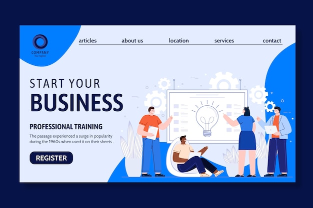 Free vector general business landing page template illustrated