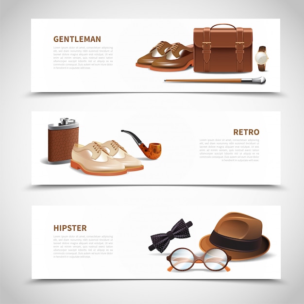 Free Vector gentleman realistic banners set 