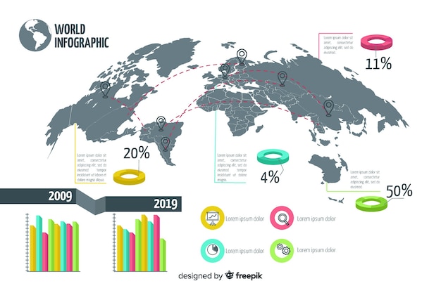 Free vector geographic infographic with statistics templates