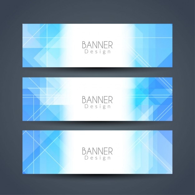 Free Vector geometric banners, blue crystals