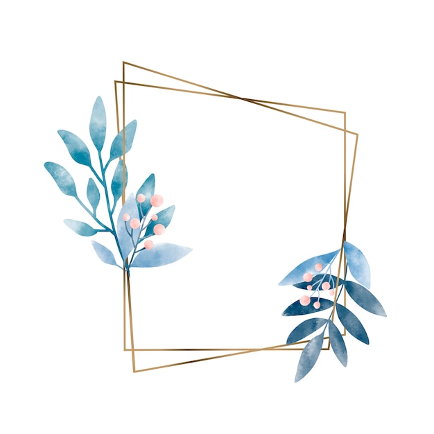 Geometric frame with leaves vector