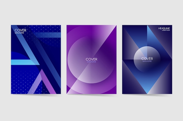 Free Vector geometric gradient shapes covers