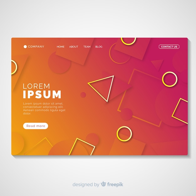 Geometric gradient shapes landing page template
