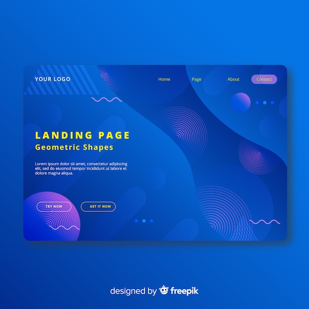 Free vector geometric gradient shapes landing page