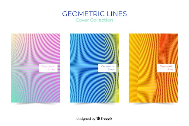 Free Vector geometric lines cover collection