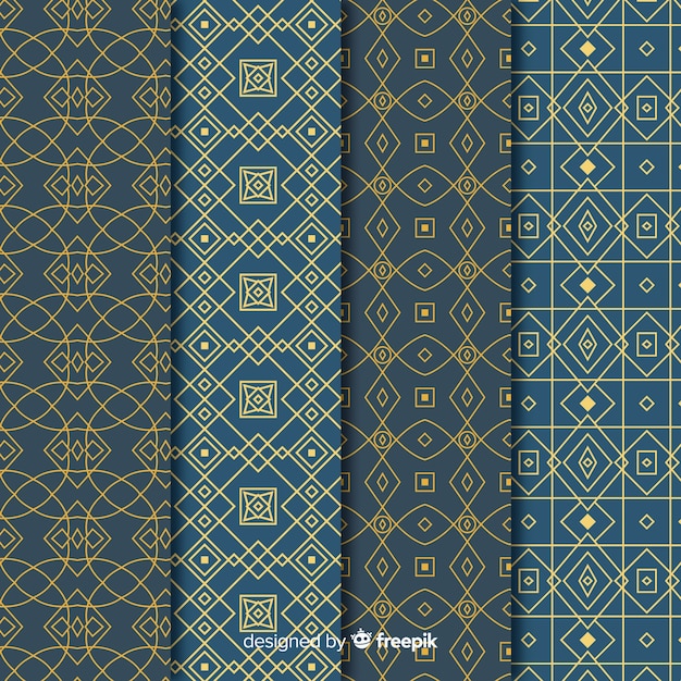 Free vector geometric luxury pattern set