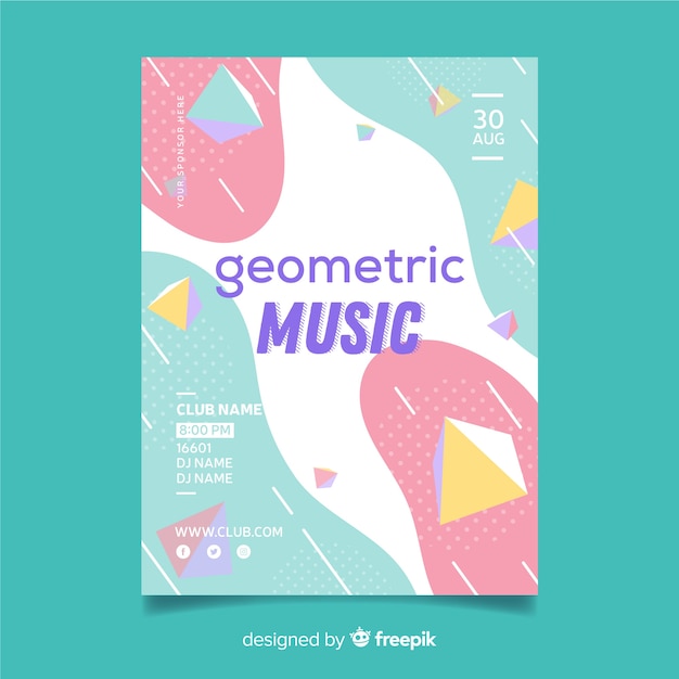 Vettore gratuito modello di poster di musica geometrica