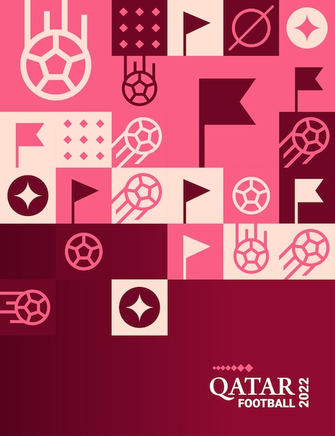 Free Vector geometric poster football doha qatar 2022 creative soccer web flyer template background