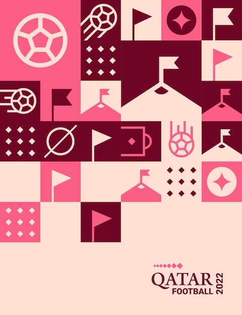 Free Vector geometric poster football doha qatar 2022 creative soccer web flyer template background