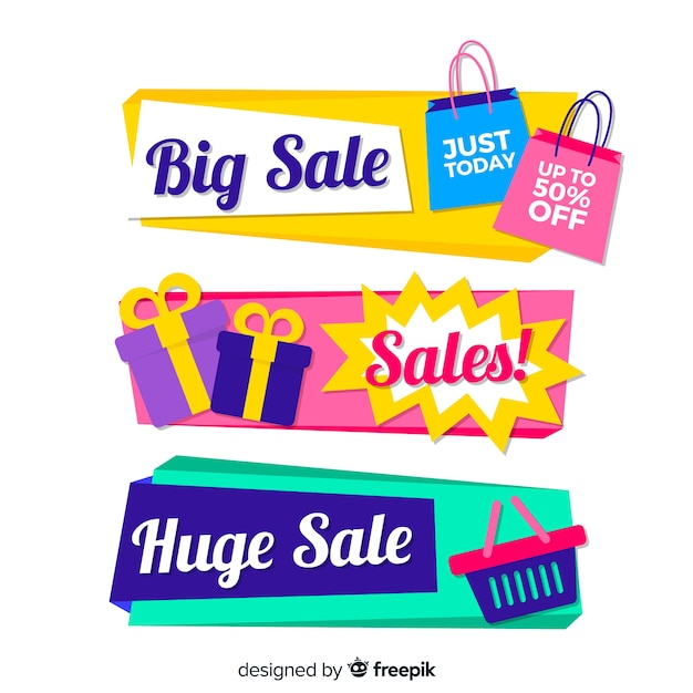 Free Vector geometric sale banner collection