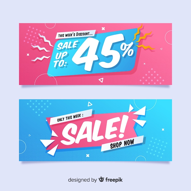 Free vector geometric sales banners