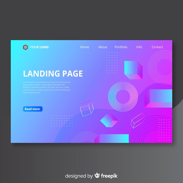 Free Vector geometric shapes landing page template