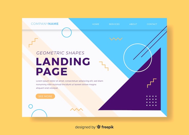 Free vector geometric shapes landing page