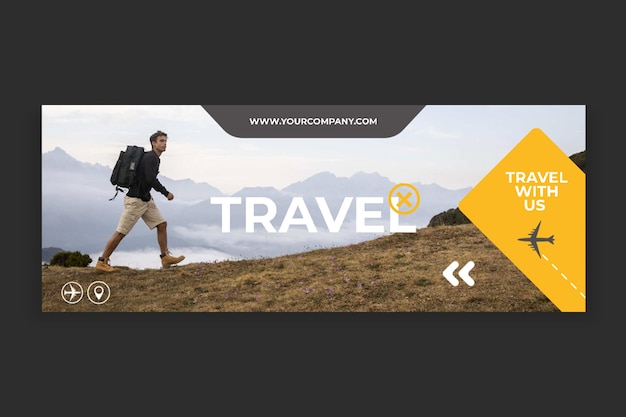 Geometric yellow travel agency facebook profile cover