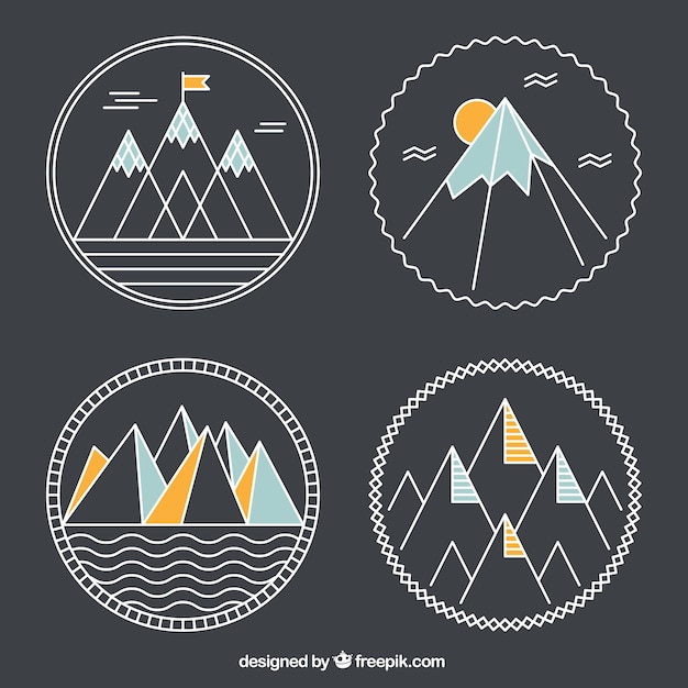 Free vector geometrical mountains badges