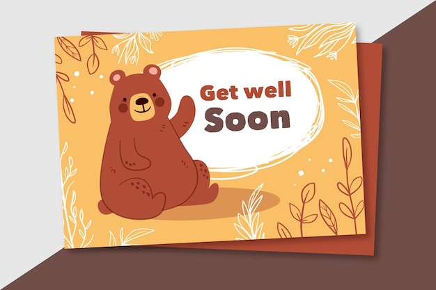 Free vector get well soon card with bear