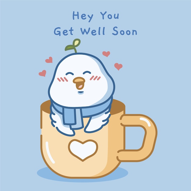 Free vector get well soon with cute bird