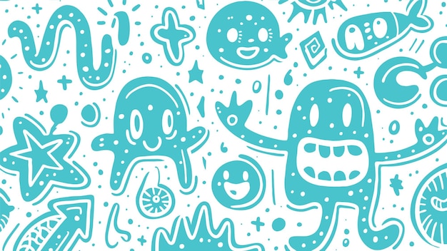 Free Vector ghostly doodles pattern