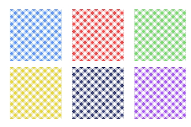 Free vector gingham angled pattern background set