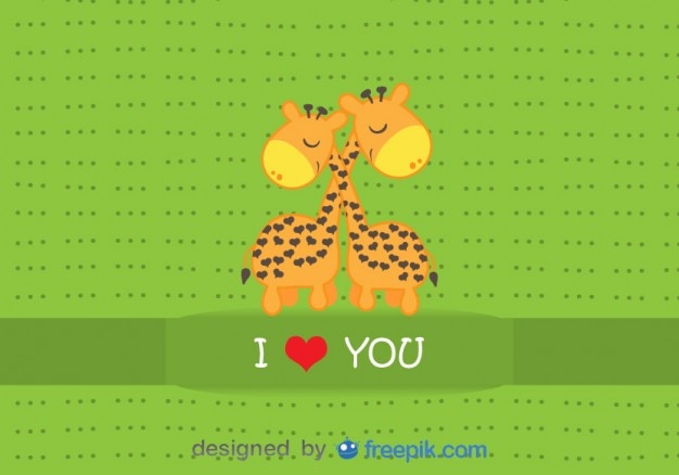 Free Vector giraffes in love hugging card