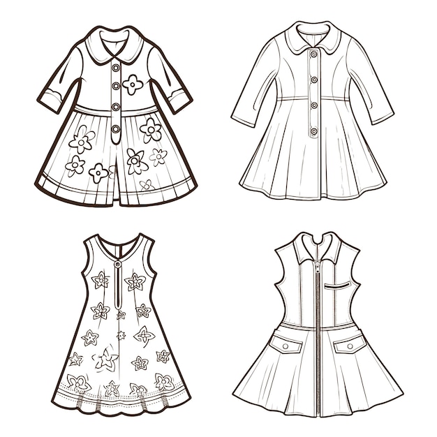 Free Vector girl front dress collection