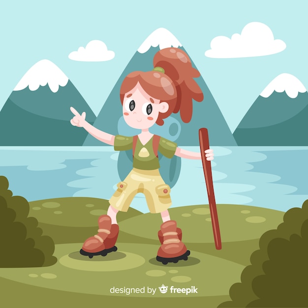 Free Vector girl going on a trip background