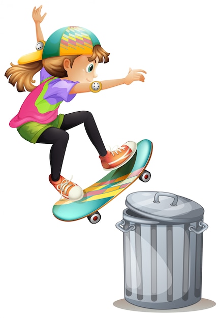 Free Vector girl skating