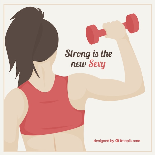 Free Vector girl with weights and inspiring message