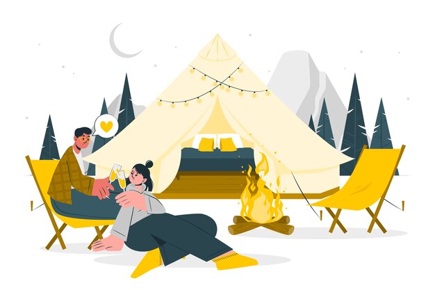 Glamping concept illustration