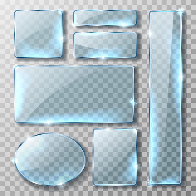 Glass banner or plate, realistic set